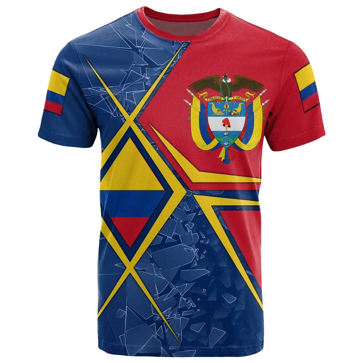 Тениска с флага Колумбия, мъжки и дамски блузи, Лятна тениска, градинска риза в стил Харадзюку, Спортни и Ежедневни тениска с къс ръкав