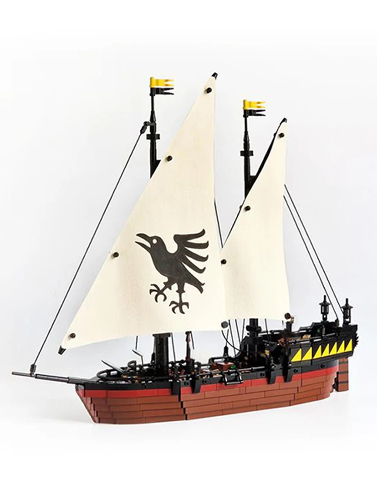 Технически Moc Тухли Модел На Пиратски Кораб, Лодка С Нокът Врана Модулни Градивни Елементи Подаръци, Играчки За Деца, Комплекти 