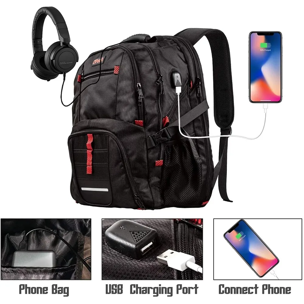 Туристическа раница Унисекс с независими джобове, USB порт за зареждане, отделение за лаптоп, Къмпинг, Туризъм