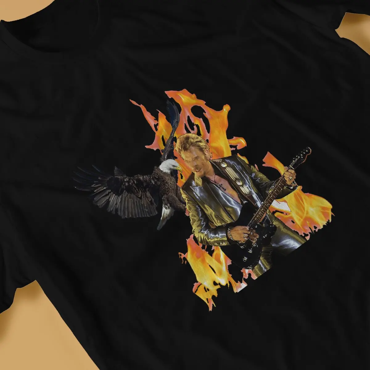 Уникална тениска Flames And Eagle, тениска за почивка Johnny Hallyday, летни неща за мъже и жени