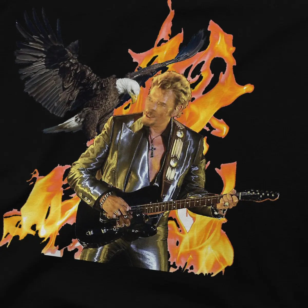 Уникална тениска Flames And Eagle, тениска за почивка Johnny Hallyday, летни неща за мъже и жени