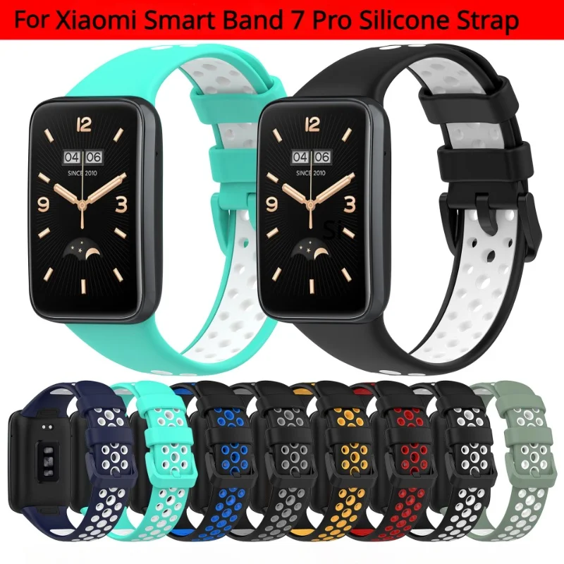 Устойчив на пот Дишаща силиконов ремък за Xiaomi Smart Band Pro 7, са най-новият спортен взаимозаменяеми каишка за часовник, с моден мек гривна