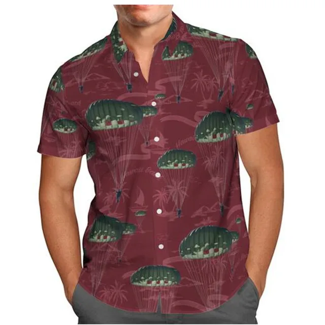 Хавайски плажно парти, Мъжка лятна риза с къс ръкав, зелена Градинска дрехи с 3D принтом в стила Аниме, Оверсайз, 5XL, Camisa Social Chemise