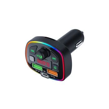 Автомобилен Bluetooth 5.0 FM Предавател Безжичен аудиоприемник Хендсфри MP3 Плейър PD Type C Бързо зарядно с два USB устройства Аксесоари за Автомобили
