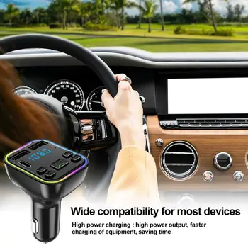 Автомобилен MP3 плейър с FM-предавател, Бързо зарядно устройство, USB Type C, Цветни радио 