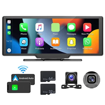 Автомобилен видеорекордер Dvr 9,3-инчов Безжичен Carplay Android Auto Motor MP5 плейър, съвместим с Bluetooth, Огледален Монитор, Камера за обратно виждане, WiFi