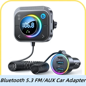Автомобилни FM трансмитери 5.3 FM, AUX и Bluetooth адаптер за Кола аудио PD & QC 3.0, FM трансмитер Усилване на басите 3 порта FM Bluetooth за кола