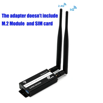 Адаптер M. 2 към USB 3.0 Антена B Key NGFF Конвертор Безжична карта с конектор за SIM карта за модул SIM Micro-SIM NANO SIM, 3G, 4G 5G