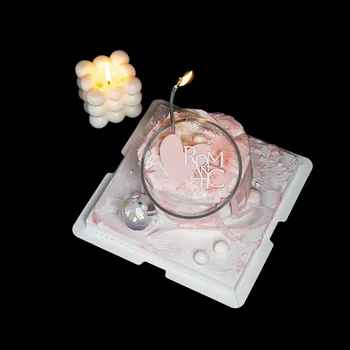 Акрилни Романтична Topper За торта във формата на кръгла Сърце, Подарък За Свети Валентин, за да проверите за Партита, Аксесоари за Украса на Сватбена торта, Инструменти