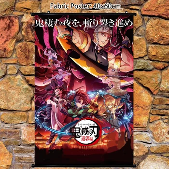 Аниме-Плакат Demon Slayer, Kimetsu no Yaiba, Uzui, Tengen Kamado Nezuko, монтиран на стената Свитък, Декорация на дома, Художествена картина, 60x40 cm