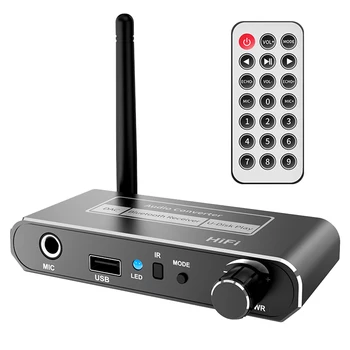 Безжичен датчик HIFI КПР Bluetooth 5.2 Приемник, Аудио Коаксиален в R/L 3.5 мм Aux Адаптер с микрофон U Disk Play