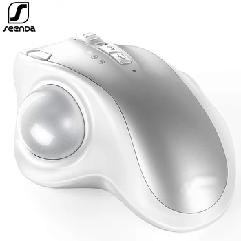 Безжична трекбольная мишката SeenDa Bluetooth за връзка с 3 устройства, Ергономична мишка, акумулаторна мишката 2,4 G за компютър, лаптоп, таблет
