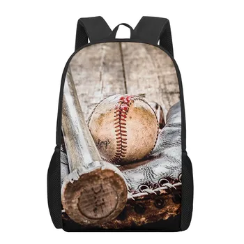 Бейзболен раница, спортни училищни чанти с топка за юноши, момчета и момичета, Бейзболна бухалка, Ръкавица, Училищен раница, Студентски чанта за книги, 16-цолови чанти на раменете