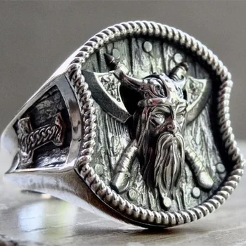 Бижута Персонализирани Корав пръстен с двойна Брадва Викинга, пръстен от Титанов стомана Скандинавски Пират