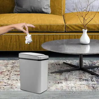 Боклук с датчик за движение, умен боклук за баня, използван за електронен боклук кофи, Бяла Безконтактен тесен интелигентен сензор, кофа за боклук, за къща