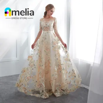 Вечерна рокля Amelia с V-образно деколте дължина три четвърти дължина до пода, Ново Лятно Елегантна вечерна рокля, костюм за жени 2023
