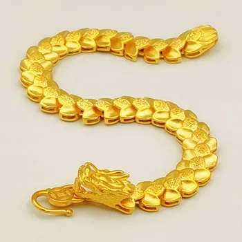 Виетнамски гривна с обемен дракон от масивно злато, мъжка гривна grand men ' s с позлатените покритие, дълго запазване на цветовете