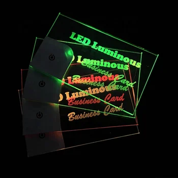 Визитка LINLI New Design Fashion Laser Information Прозрачен Пластмасов Акрилен Led визитка С Логото на Печатни