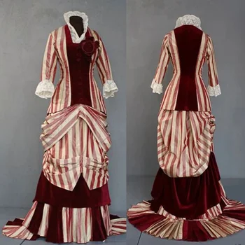 викторианска готическа Бална рокля от 18-ти век, Костюм на кралицата Принцеса, Вечерна рокля Гражданска война, Викторианска рокля маскарадное