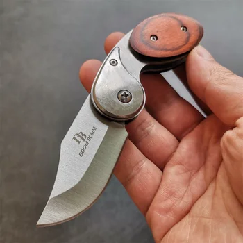 Висококачествен Сгъваем Нож | Дървена дръжка | на Нож от стомана 440C | Преносим джобен нож за ЕРП, къмпинг и оцеляване