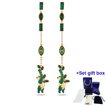 Висококачествени модни очарователни обеци смесени нарязани на панда и бамбук, зелени, позлатени изискан подарък кутия Безплатна доставка