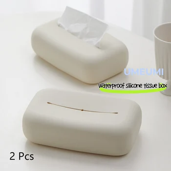 Водоустойчива силиконова кутия за салфетки, кухненски кутия за салфетки, тоалетна стая, кутия за тоалетна хартия, дизайнерски млечно бяла кутия за мокри кърпички INS