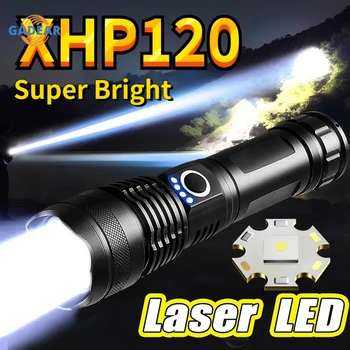 Высокомощные Led Светлини XHP120 USB Акумулаторна Факел Мащабируем Преносим Водоустойчив Аварийно Фенерче За нощуване На Открито
