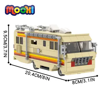 Градски Пътнически автобус MOOXI, Однопалубный обществен кола, Открита модел в колекцията, Градивен елемент, Развитие на играчка За деца, подарък MOC1246