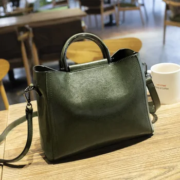 Дамска кожена чанта на известната марка, ежедневна чанта-торба с голям капацитет, с горната дръжка, лесен стил, обикновена чанта-тоут в корейски стил C811
