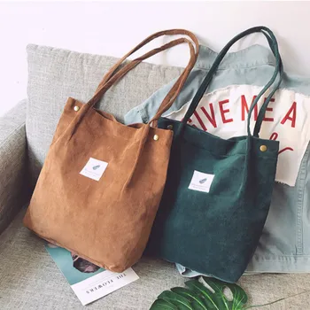 Дамски вельветовая пазарска чанта, дамски парусиновая на тъканта, чанта през рамо, опазването на Околната среда чанта за съхранение, за Многократна употреба сгъваеми еко чанти за пазаруване