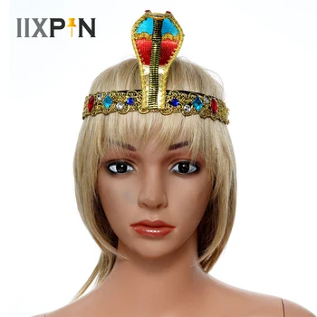 Дамски египетски превръзка на главата във формата На Змия, прическа Египетската Кралица, Аксесоар за Cosplay на Хелоуин, прическа Златен Клеопатра