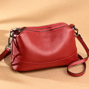 Дамски чанти от естествена кожа, Новост 2023, Дизайнерска дамска чанта за през рамото от мека телешка кожа, Луксозна дамска чанта-тоут
