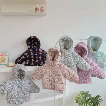 Детска ежедневно яке с памучна подплата в корейски стил, нова плътен детски дрехи за мъже и жени, детско топло палто от 1 до 7 години