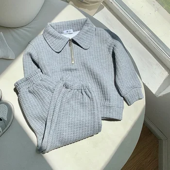 Детски дрехи от 1 до 10 години, пролетта и есента нов детски пуловер с дълги ръкави, най-джоб с ревери за момичета, всекидневни комплект