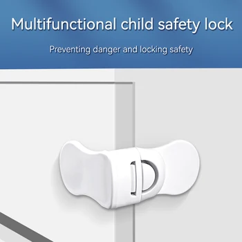 Детски заключване за защита кутия от тесни точки на ръцете, брави за чекмеджета на гардероба, Пластмасова бяла обтегач за защита на децата