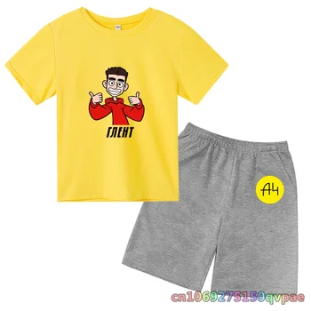 Детски летен костюм, риза с къс ръкав за момичета + шорти, 2 броя, спортни и ежедневни облекла за момчета от 3 до 12 години, комплекти за дрехи