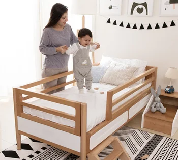 Дизайнерски прибиращ бебешко креватче от масивно дърво в Европа / Детска Дървена подова легло за деца