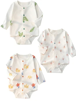 Есенен детски дрехи, модерен детски гащеризон, боди с цветен модел за новородени, дрехи с дълги ръкави за момчета и момичета, комбинезони, облекла
