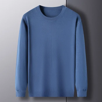 Есенно-зимния висококачествен Пуловер-пуловер с кръгло деколте 2023, Обикновен Мъжки вязаный пуловер с дълги ръкави