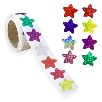 Етикети със златни звезди за децата, награда, етикети със звездите от фолио с дебелина от 1 инч, холограма цветни етикети за стенни diy, аксесоари за класни ръководители