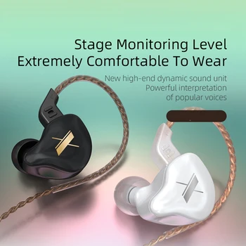 Жични слушалки KZ EDX, слушалки с истински бас, подвижни жични слушалки-втулки с шумопотискане