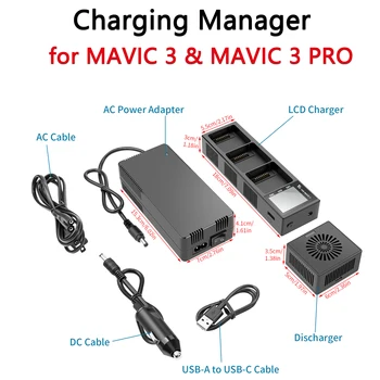 Зарядно устройство за DJI MAVIC 3 PRO/MAVIC 3 Мултифункционален Хъб За зареждане на Батерията Powerbank Цифров Дисплей Аксесоари за дистанционно Управление