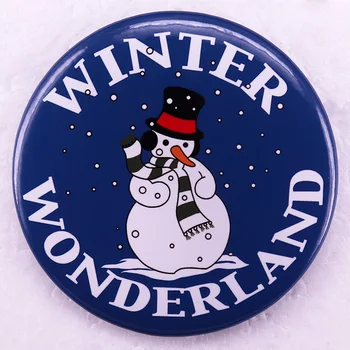 Зимна страна на чудесата, бутон-изображение на снежен човек, жени, музикална песен, икона от калай, украса бижута 58 мм