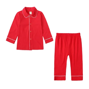Зимни Детски Коледни Пижамные комплекти Червен цвят, с отложным яка, Блузи с дълги ръкави + Панталони, Пижамный комплект за малки момчета, Детски костюм