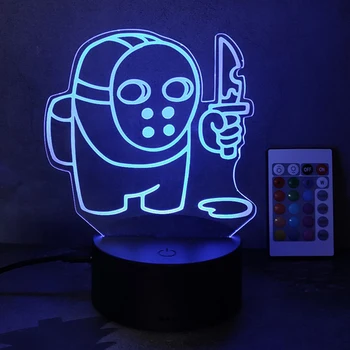 Игра лека нощ, Сложете маска и се държи Нож, 3D Настолна лампа с хазартни герой за Деца с дистанционно управление и промяна в 16 цвята