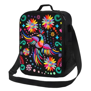 Изработени по поръчка в Мексико Текстилна чанта за обяд с цветен модел, Жена термоохладитель, Изолирани обяд-апарати за ученици в училище