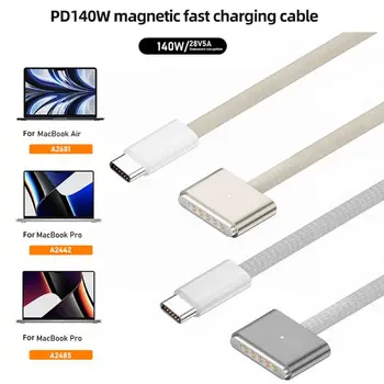 Кабел за бързо зареждане Type C от Magnetic3 с дължина 2 м PD140W USB-C PD3.1 с led индикатори за MacBook Air/Pro 21-23