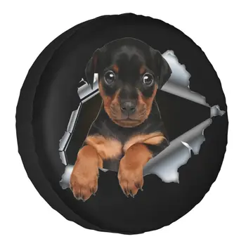 Калъф за резервна гума с шарени кучета ротвайлер с 3D-принтом за любители на кучета-ротвайлери, Защита на колелата на ремаркето, Аксесоари