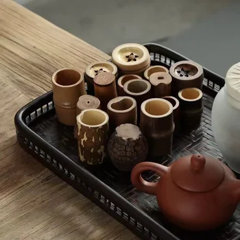 Капака на чайника ръчно изработени от бамбук кунг-фу с бамбук принадлежности за чайна церемония на Кутията е изработена от чист естествен материал