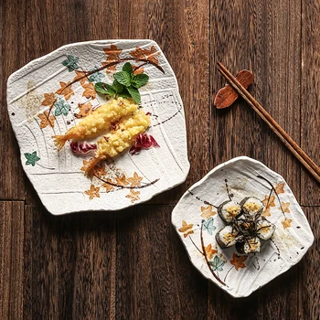Керамична купа, ястие за творчество, малки ястия в западен стил, пресни ястия, квадратни чинии за суши.